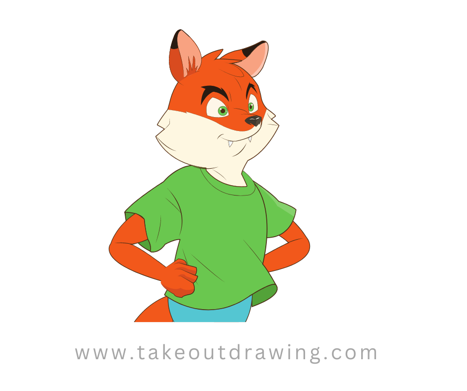 Cartoon Fox Drawing-4