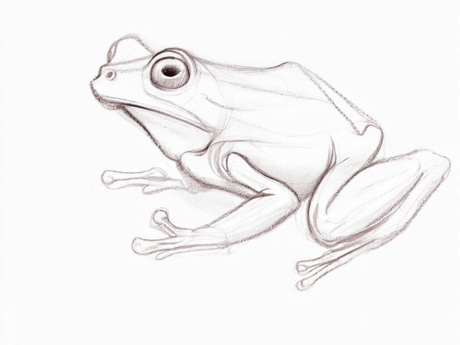 Easy Frog Drawing- Cute Frog Drawing Outline