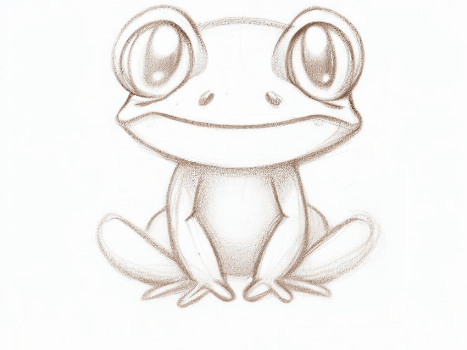 Easy Frog Drawing- Cute Frog Drawing Outline