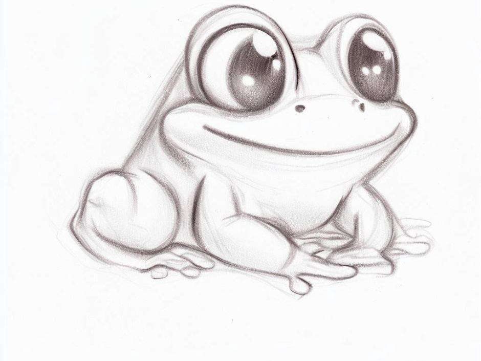 Easy Frog Drawing- Cute Frog Drawing Outline