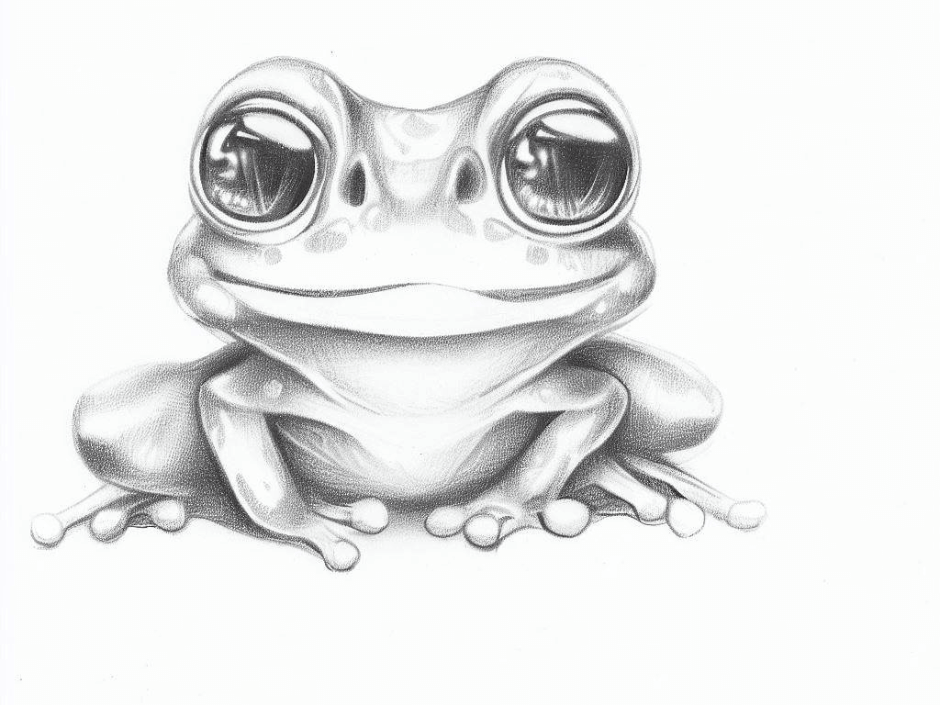 Easy Frog Drawing- Cute Frog Drawing Outline