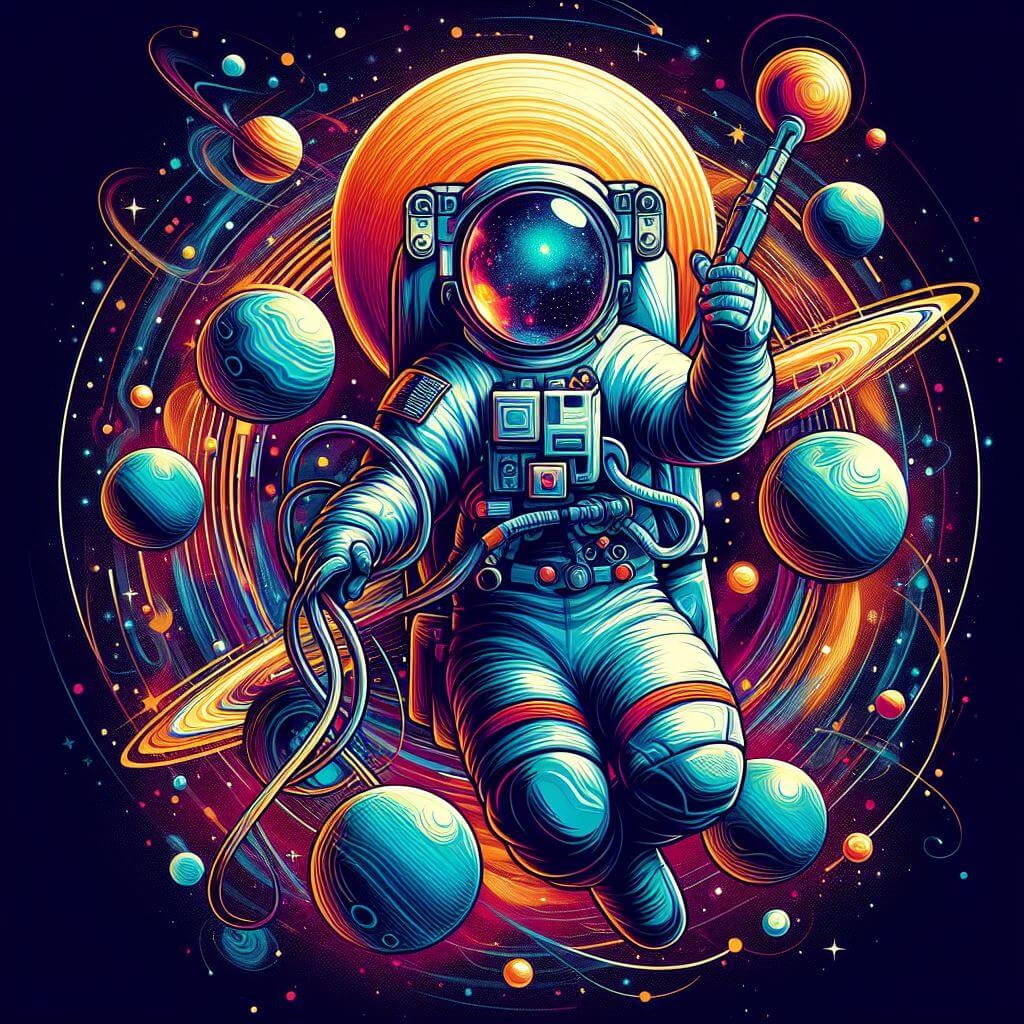 astronaut colorful drawing images