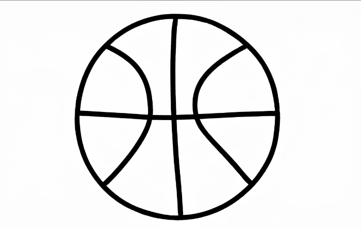 Draw basketball circle using simple curved line.