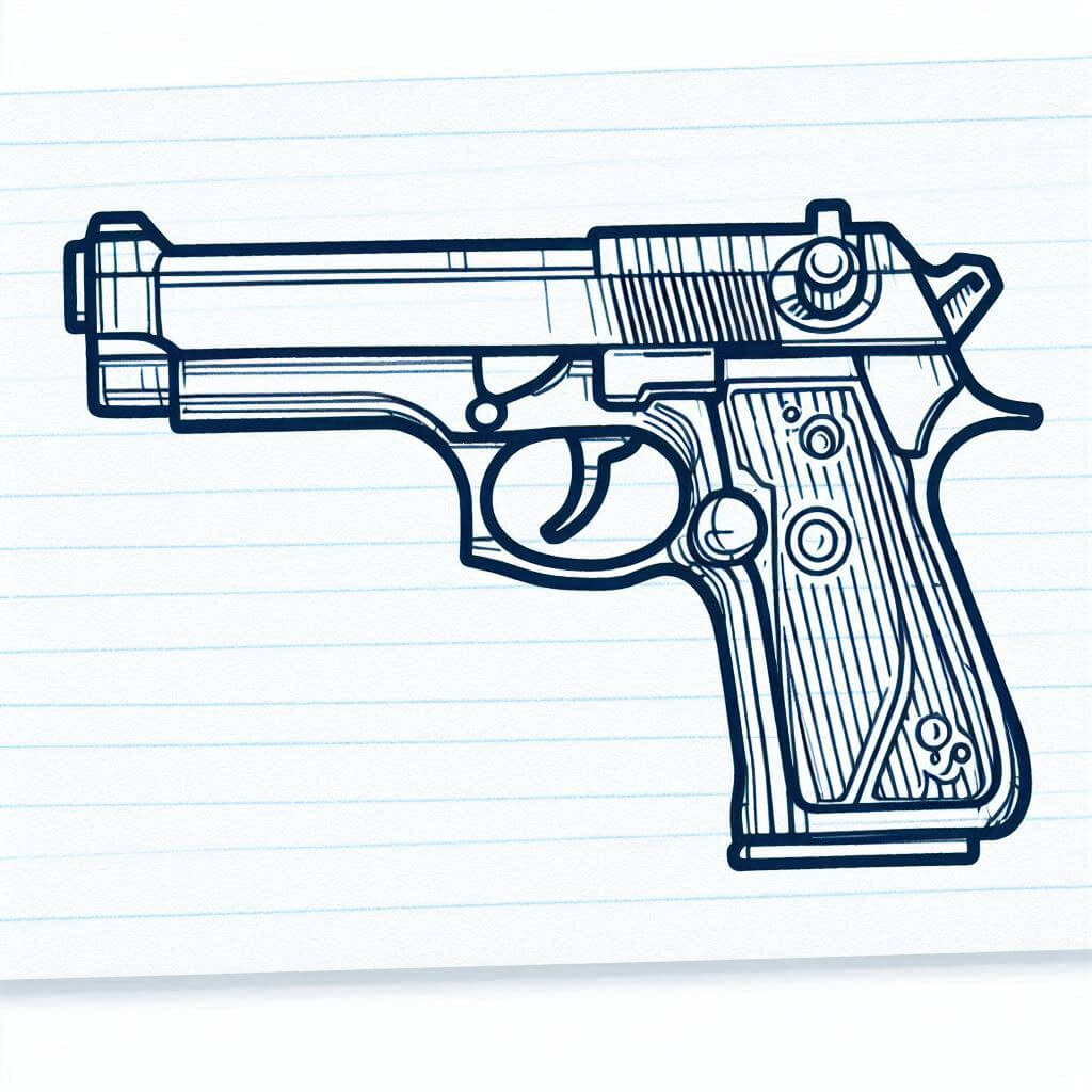 Gun Drawing: How to draw Gun Step by Step – Make Drawing