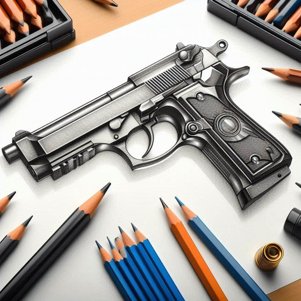 Gun Drawing: How to draw Gun Step by Step – Make Drawing